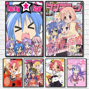 DecorBites™ anime lucky star girl poster featuring a blue-haired cute girl in school uniforms waterproof decor