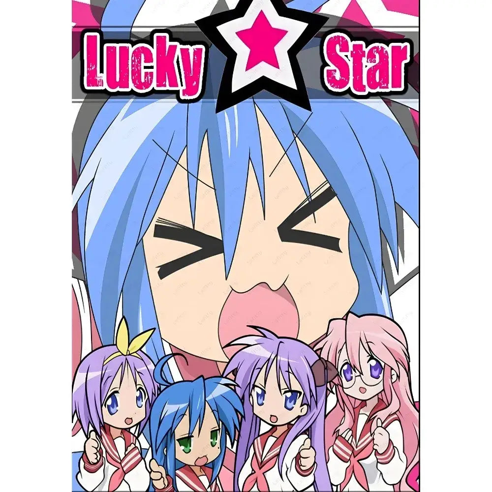 Decorbites™ anime lucky star girl poster features a blue-haired character and four smaller school uniform girls in cute design