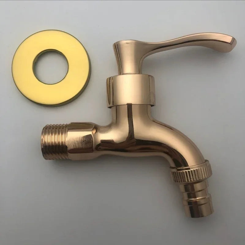 Antique bronze washing machine crane outdoor faucet with curved spout lever handle and matching brass washer