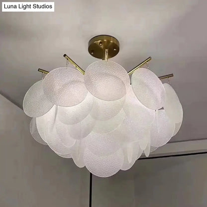 ديكوربايتس™ أنيا - ثريا حديثة من النحاس الأبيض بتصميم أقراص متدرجة لسقف غرفة الطعام