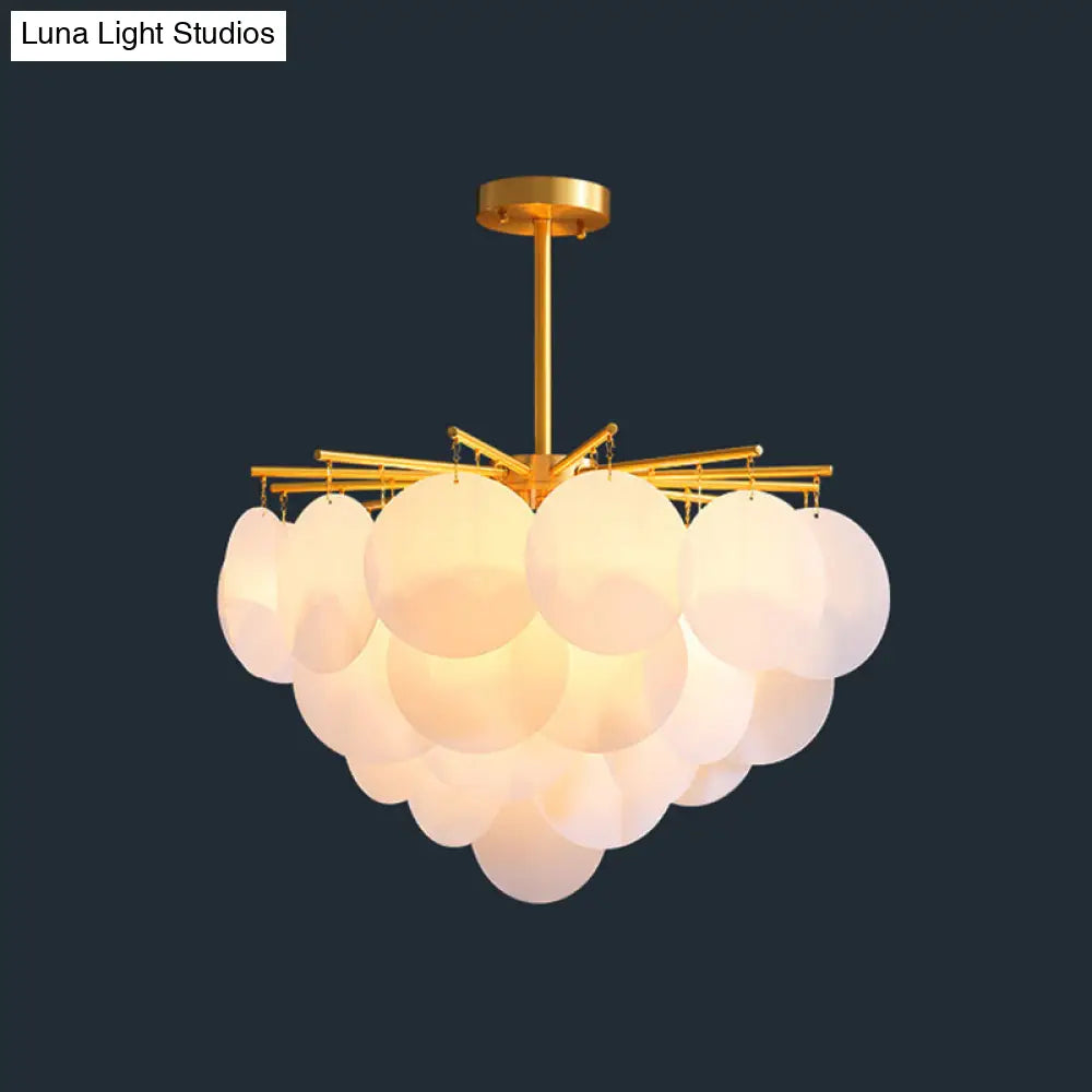 ديكوربايتس™ أنيا - ثريا حديثة من النحاس الأبيض بتصميم أقراص متدرجة لسقف غرفة الطعام