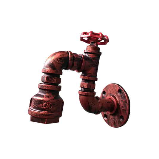DecorBites™ Antique 1-Light Restaurant Wall Mount Light with Decorative Valve - Plumbing Pipe Iron Wall Lighting