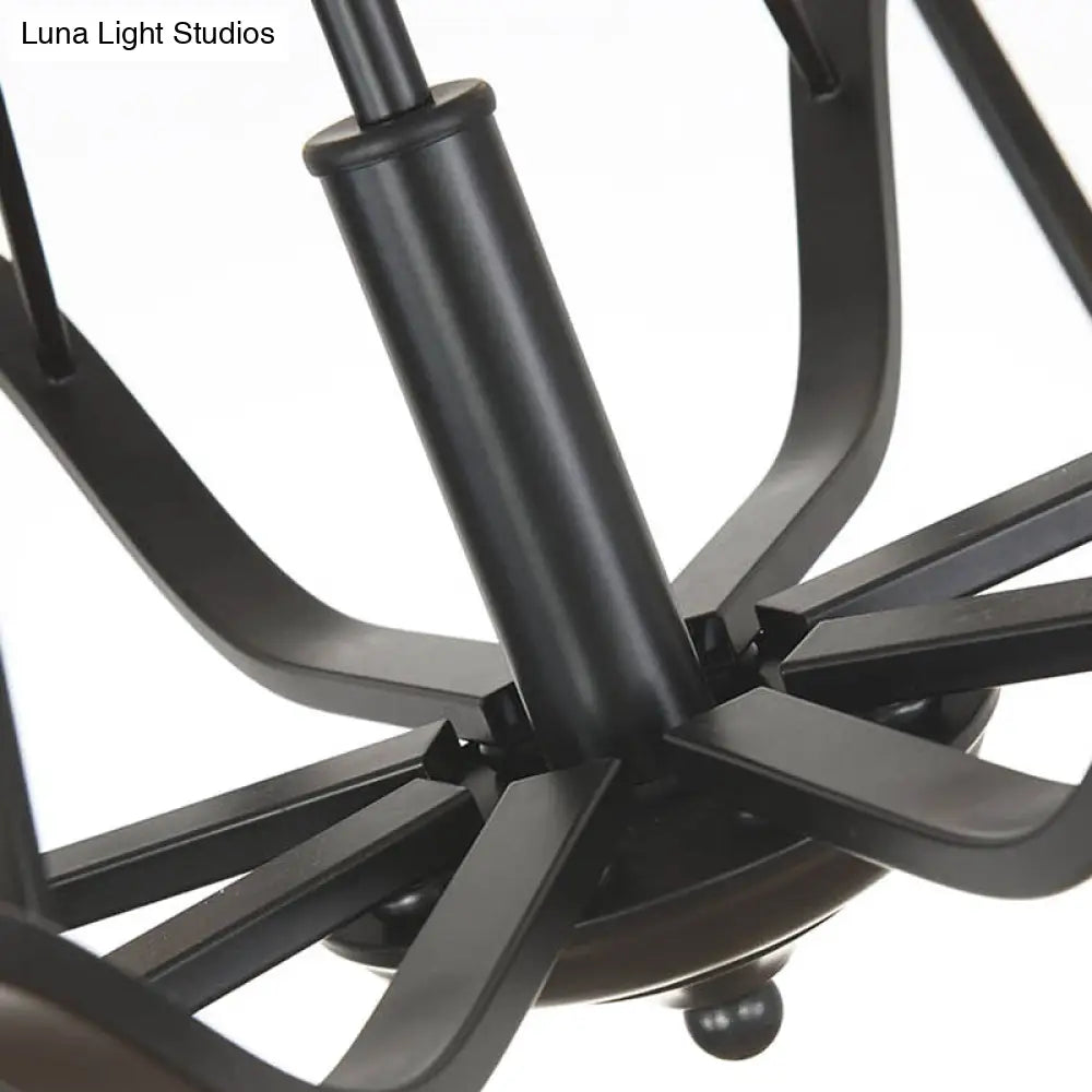 Lámpara de araña antigua de cristal prismático cilíndrica negra de 3/6/8 luces