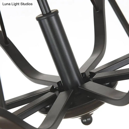 Lámpara de araña antigua de cristal prismático cilíndrica negra de 3/6/8 luces