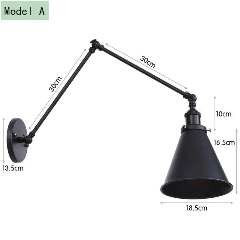 ديكوربايتس™ مصباح حائط عتيق قابل للتعديل باللون الأسود والنحاسي