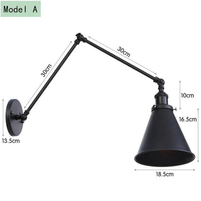 ديكوربايتس™ مصباح حائط عتيق قابل للتعديل باللون الأسود والنحاسي