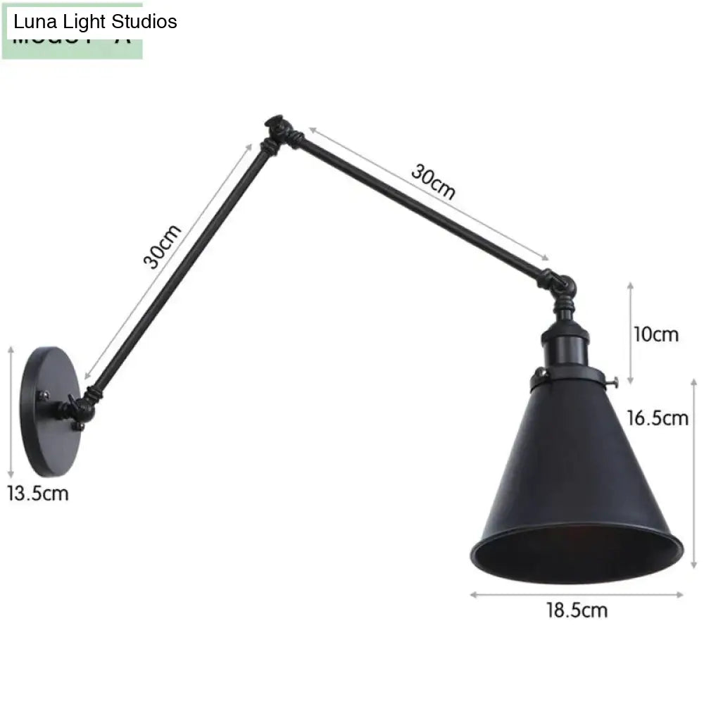 ديكوربايتس™ مصباح حائط عتيق قابل للتعديل باللون الأسود والنحاسي