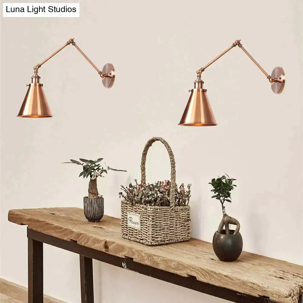 ديكوربايتس™ مصباح حائط عتيق قابل للتعديل باللون الأسود والنحاسي