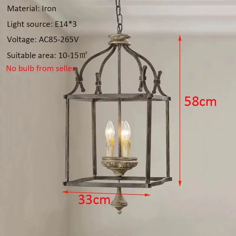 Antique american iron e14 chandelier with distressed finish and three candle-shaped bulbs for dining room decorbites american iron