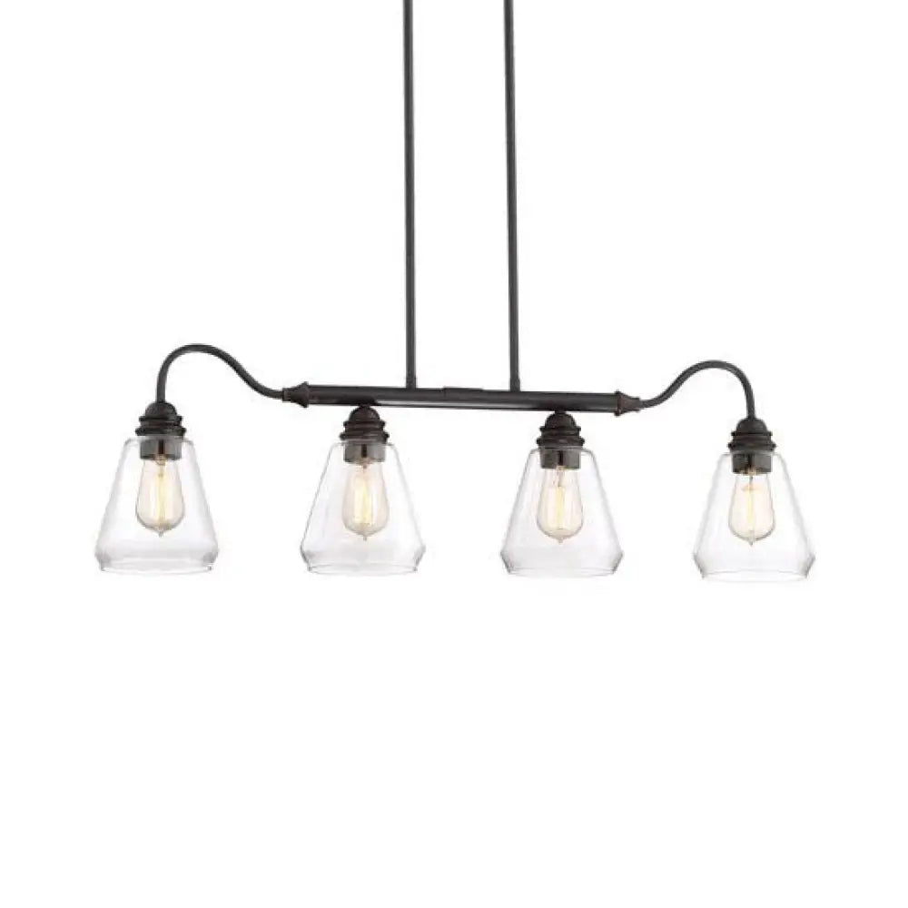 DecorBites™ Antique Black 4-Light Cone Chandelier: Clear Glass Pendant for Indoor Spaces