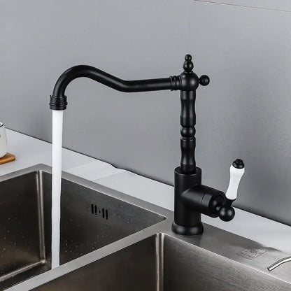 Antique black and white ceramic kitchen faucet with black matte finish and ornate single lever tap by decorbites black antique