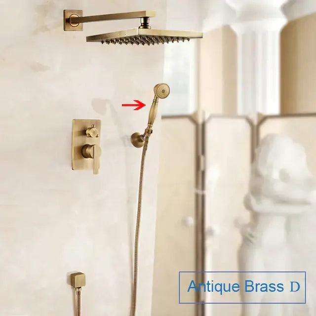 Antique black brass bathroom rain shower handheld sprayer with classic rounded design and textured grip by decorbites black