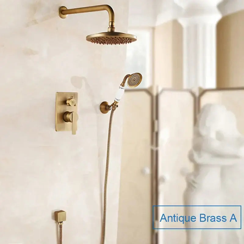 Antique black brass bathroom rain shower system with decorbites black antique textured shower head and handheld sprayer