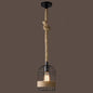 Antique Black Iron Pendant Light with Dangling Rope - Ideal for Restaurants and Hanging in Birdcages