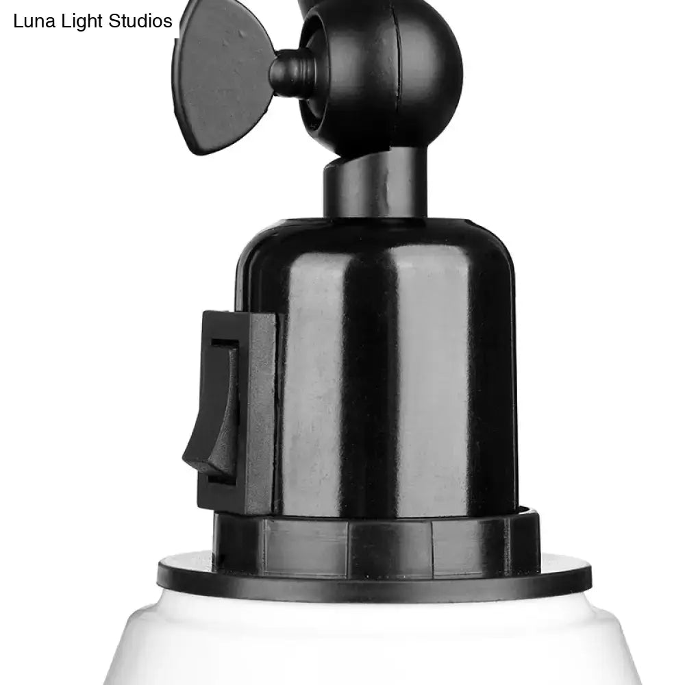 Black plastic lamp head with swivel joint and integrated switch for direct wired DecorBites wrought iron wall sconce