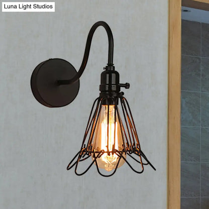 Aplique de pared para restaurante con marco de alambre negro antiguo y elegante diseño de pétalos