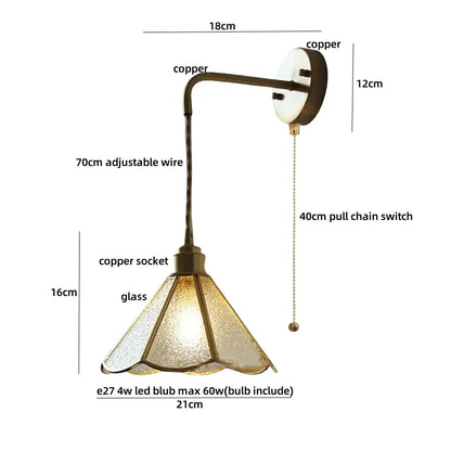 Antique brass wall sconce with amber glass shade and adjustable wire for decorbites blue glass led staircase lighting