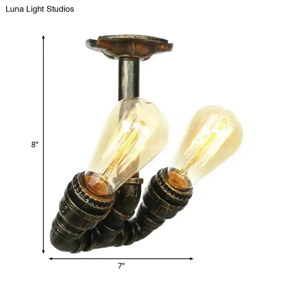 Lámpara de techo industrial semiempotrada DecorBites™ en latón antiguo/plata envejecida/bronce antiguo con 2 tubos para interiores