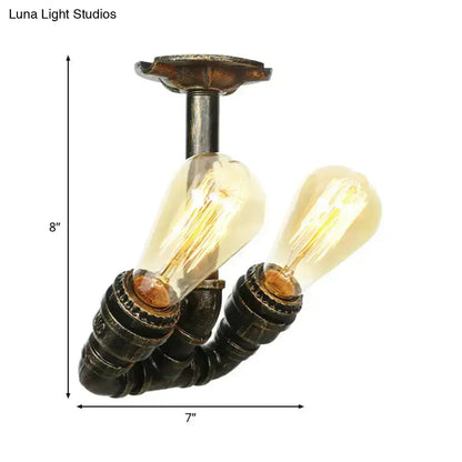 Lámpara de techo industrial semiempotrada DecorBites™ en latón antiguo/plata envejecida/bronce antiguo con 2 tubos para interiores