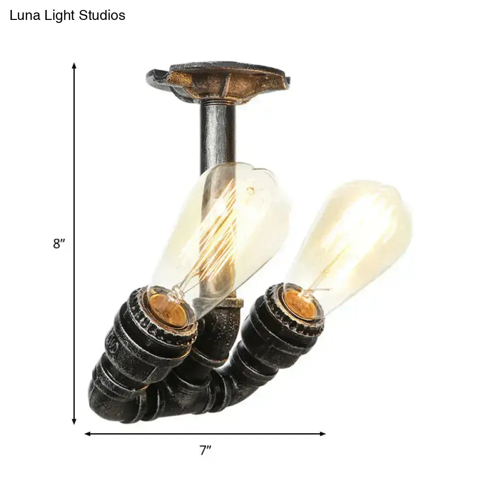 Lámpara de techo industrial semiempotrada DecorBites™ en latón antiguo/plata envejecida/bronce antiguo con 2 tubos para interiores