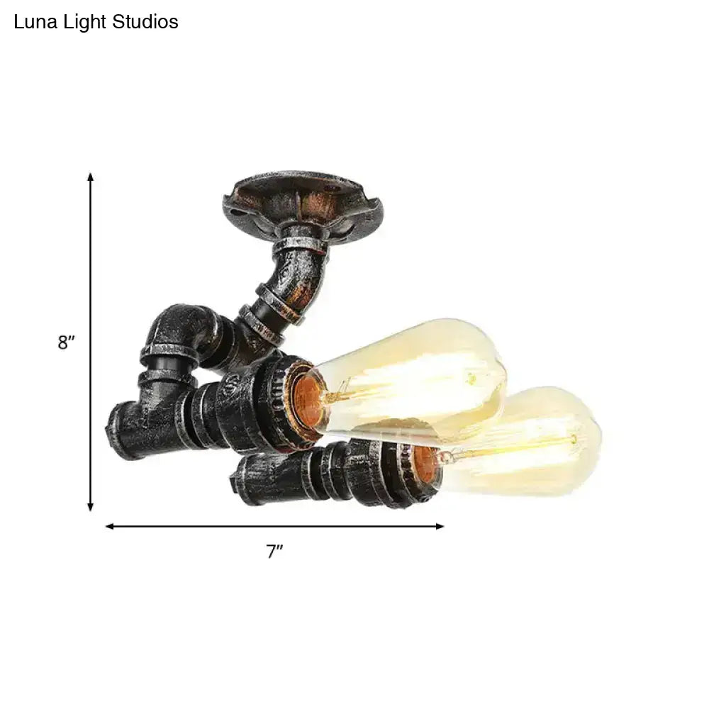 Lámpara de techo industrial semiempotrada DecorBites™ en latón antiguo/plata envejecida/bronce antiguo con 2 tubos para interiores