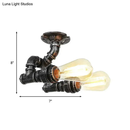 Lámpara de techo industrial semiempotrada DecorBites™ en latón antiguo/plata envejecida/bronce antiguo con 2 tubos para interiores