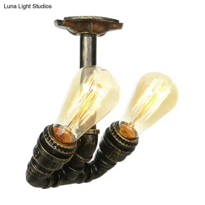 Lámpara de techo industrial semiempotrada DecorBites™ en latón antiguo/plata envejecida/bronce antiguo con 2 tubos para interiores