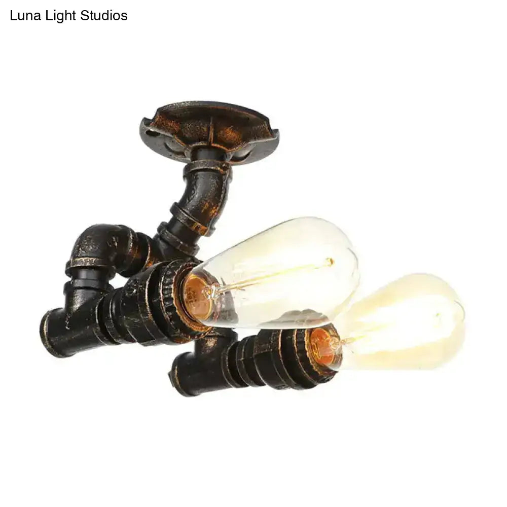 Lámpara de techo industrial semiempotrada DecorBites™ en latón antiguo/plata envejecida/bronce antiguo con 2 tubos para interiores