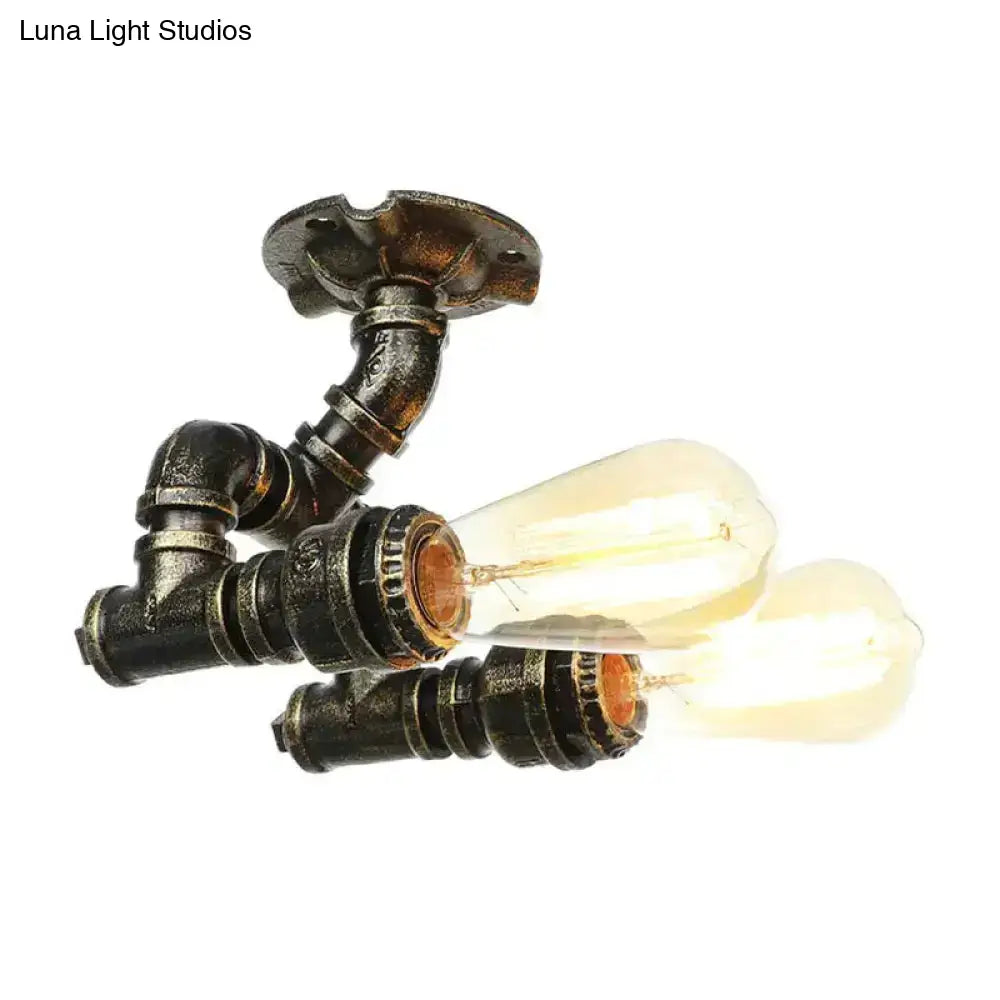 Lámpara de techo industrial semiempotrada DecorBites™ en latón antiguo/plata envejecida/bronce antiguo con 2 tubos para interiores