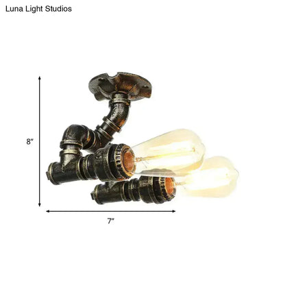 Lámpara de techo industrial semiempotrada DecorBites™ en latón antiguo/plata envejecida/bronce antiguo con 2 tubos para interiores