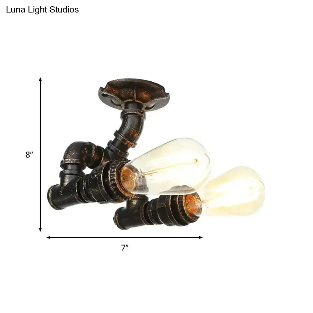 Lámpara de techo industrial semiempotrada DecorBites™ en latón antiguo/plata envejecida/bronce antiguo con 2 tubos para interiores