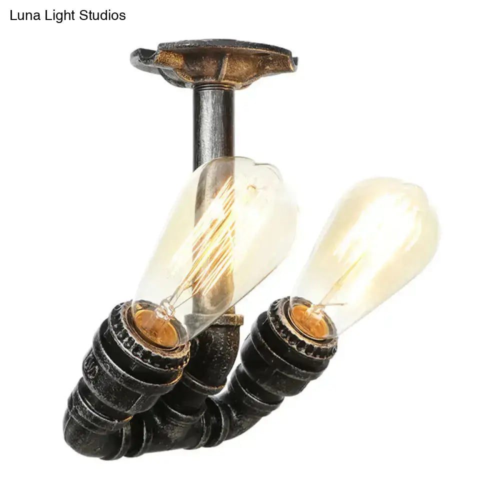 Lámpara de techo industrial semiempotrada DecorBites™ en latón antiguo/plata envejecida/bronce antiguo con 2 tubos para interiores