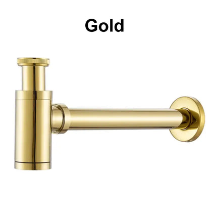 Gold-colored antique brass air isolation drain pipe with sleek modern design and polished finish for bathroom sink decorbites brass air