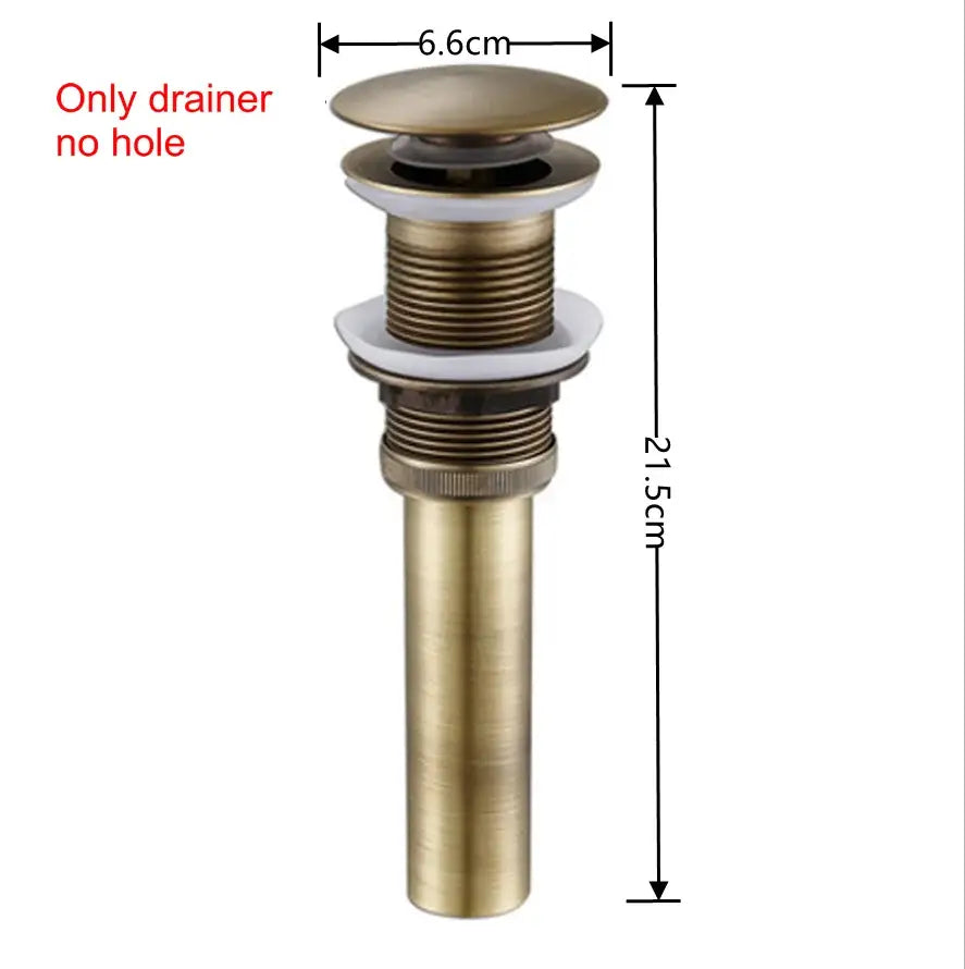 Antique brass air isolation bathroom sink drain pipe with brass air decorbites finish and white ceramic flanges