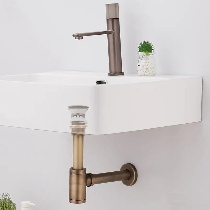 Brass air isolation drain pipe in antique brass with sleek modern design and polished finish for bathroom sink decorbites brass air