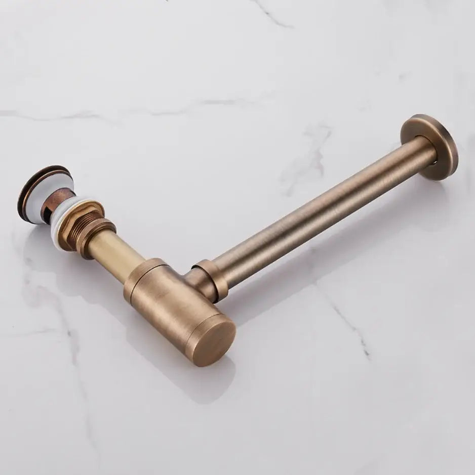 Antique brass air isolation drain pipe with threaded connection and polished finish for bathroom sink decorbites brass air
