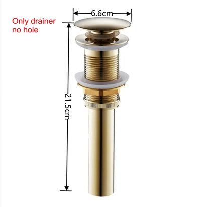 Gold-colored brass air isolation drain pipe with threaded connection and white rubber gasket for bathroom sink decorbites brass air