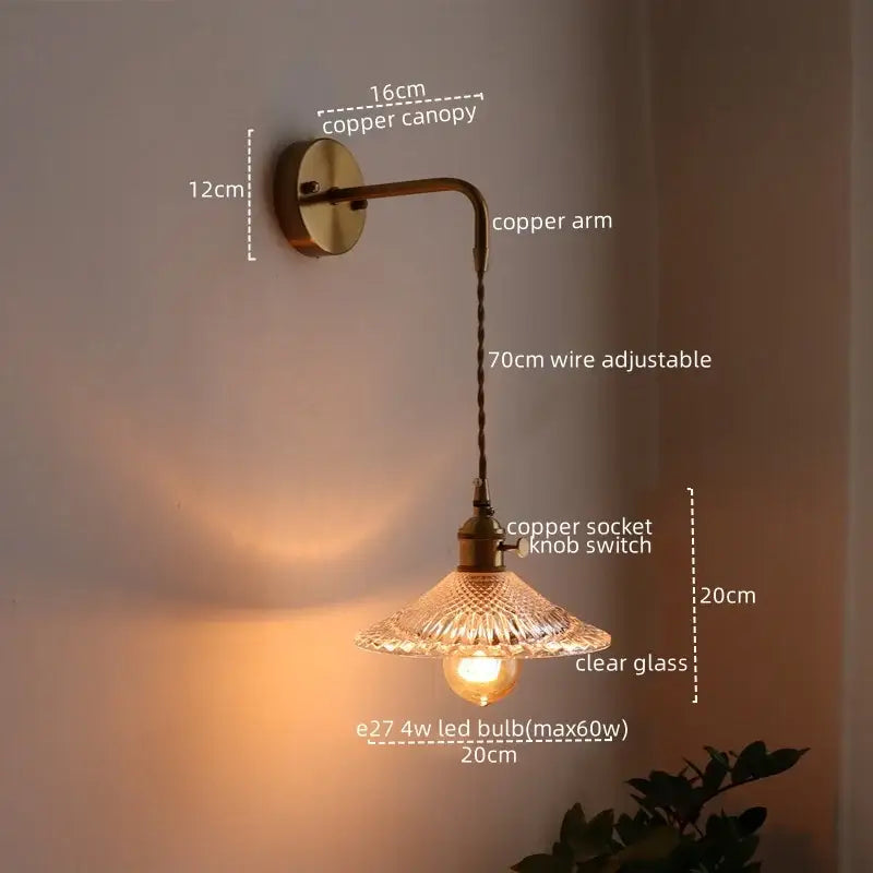 Antique brass wall lamp with green glass shade and copper adjustable arm for decorbites led wall sconce lighting