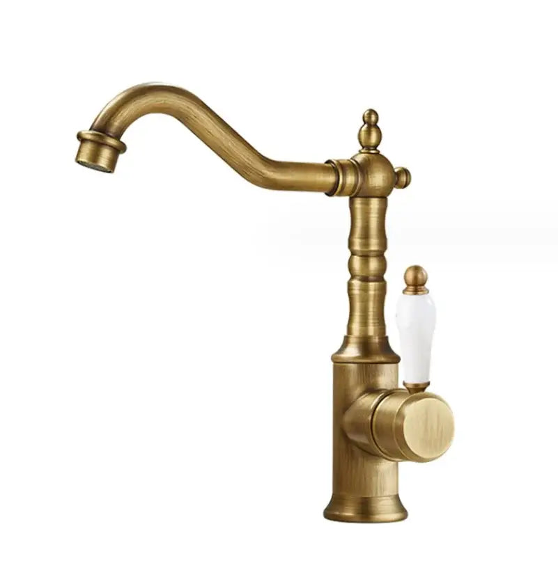 Antique brass and white ceramic gold luxury kitchen faucet with curved spout for decorbites gold luxury kitchen decor