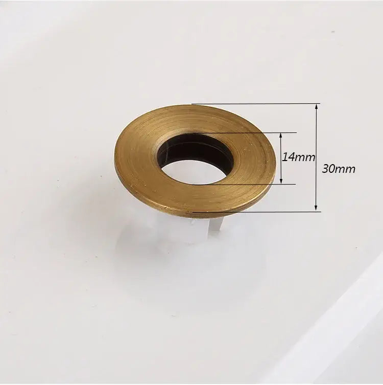 Antique brass bath hardware set featuring a brass antique circular metal washer with 30mm outer diameter and 14mm hole