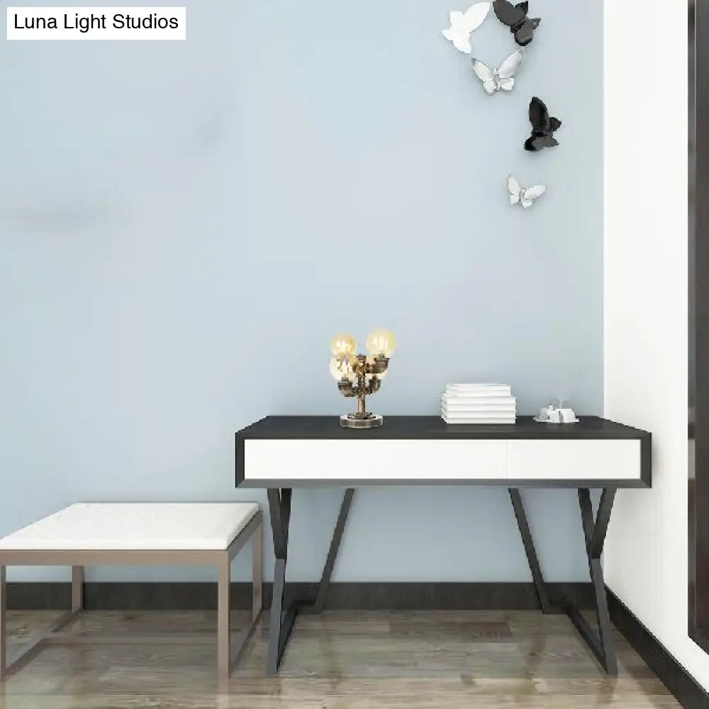 Lámpara de escritorio antigua de latón con forma de cápsula/globo - Cristal transparente/ámbar, ideal para la sala de estar