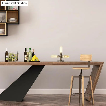 Lámpara de escritorio antigua de latón con forma de cápsula/globo - Cristal transparente/ámbar, ideal para la sala de estar