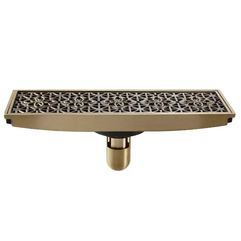 Antique brass carved floral floor drain cover with ornate lattice pattern for bathroom deodorant and drain cover use
