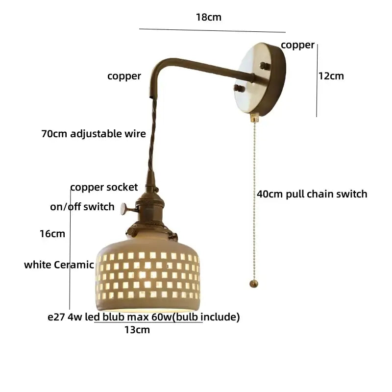 Antique brass ceramic led wall sconce with white floral ceramic shade and included e27 led bulb for bedroom decorbites ceramic led