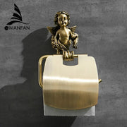 Antique brass classic angel gold toilet paper holder with detailed cherub figurine by decorbites classic angel