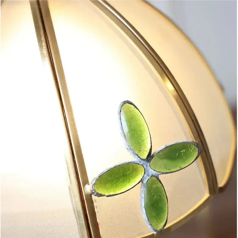 Antique brass clover glass brass wall sconce with vibrant green stained glass petals for dining room decorbites glass brass