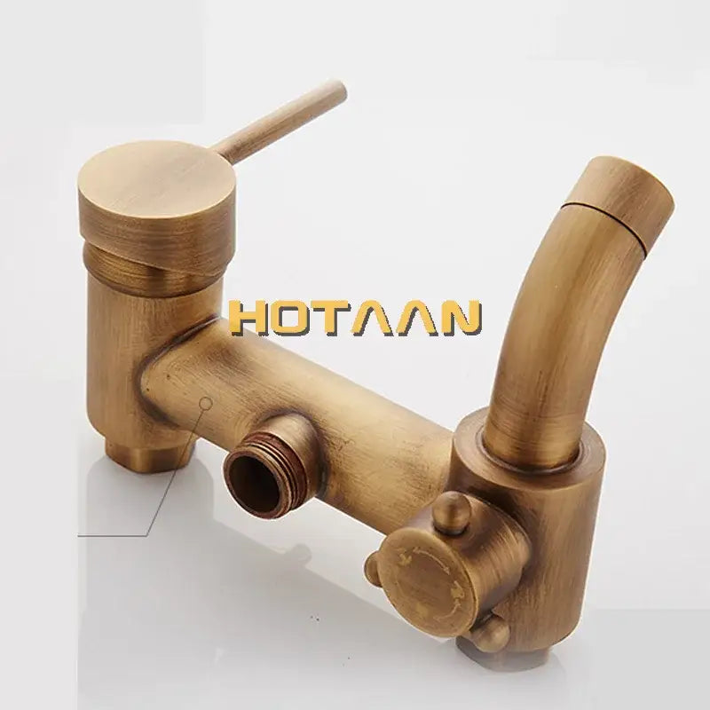 Antique brass concealed wall mounted shower faucet with single lever handle and adjustable handheld spray by decorbites