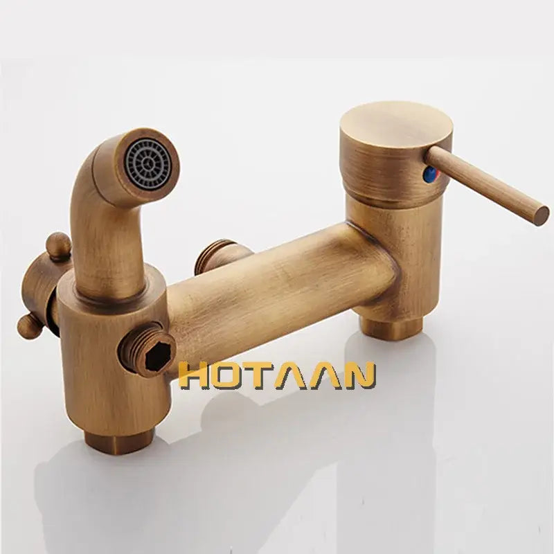 Antique brass decorbites concealed wall mounted shower faucet with single lever handle and handheld spray head