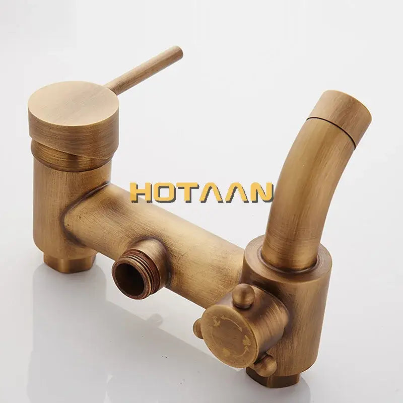 Antique brass concealed wall mounted shower faucet with single lever handle and arched spout by decorbites concealed wall
