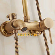 Antique brass concealed wall mounted shower faucet with handheld spray and flexible hoses by decorbites concealed wall